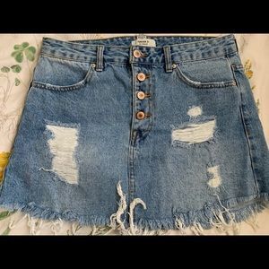 Ripped Denim Skirt